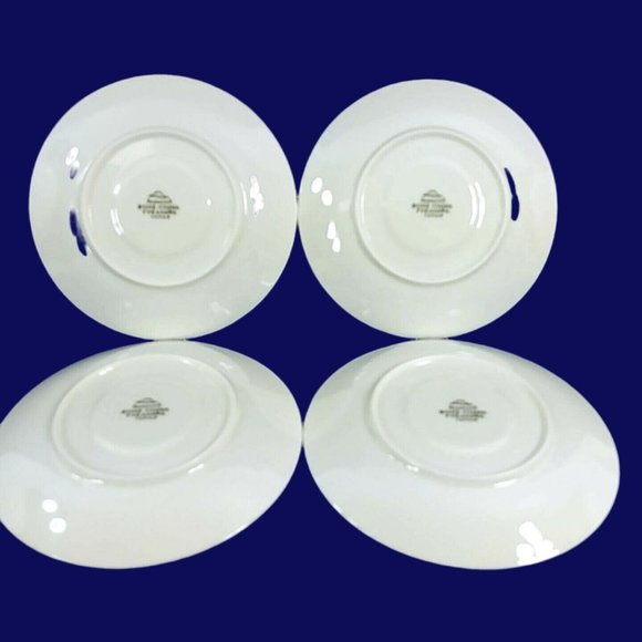 Cup Saucer Set Imperial Fukagawa Porcelain China Silver Trim 4 Cups 4 Saucers - Picture 8 of 11